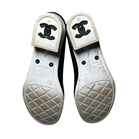 Chanel Black Coco Mark CC Logo Cap Toe Rubber Tall Rain Boots Size 39 Italy - Picture 4 of 7